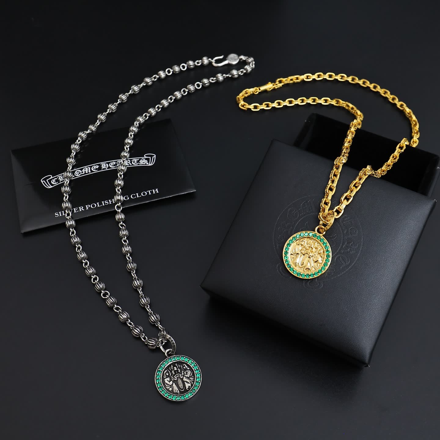 Chrome Hearts Classic Heart Silver & Gold Plated Medallion Necklace Chrome Hearts Classic Heart Silver & Gold Plated Medallion Necklace